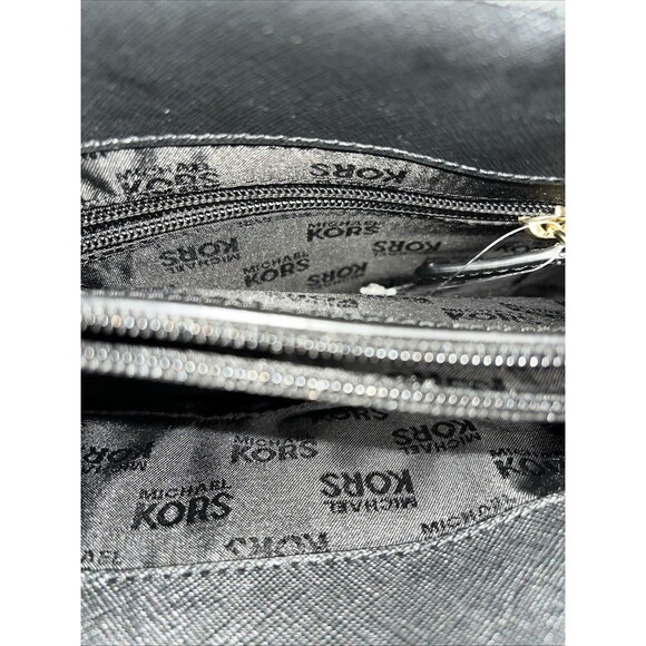 Michael Kors Black Handbag Tote Frame Jet Set Saffiano Leather Medium NWT - Picture 4 of 8